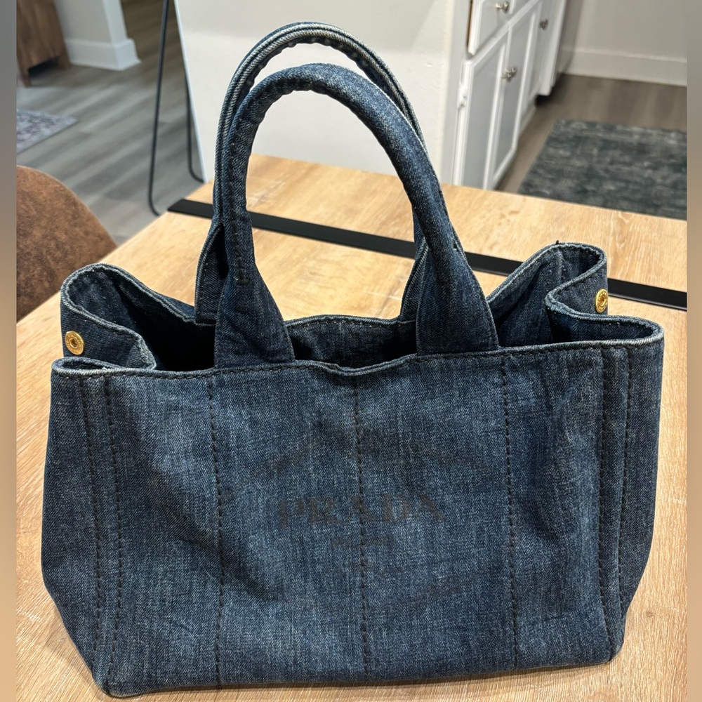 Authentic Denim Prada Canapa Tote Bag